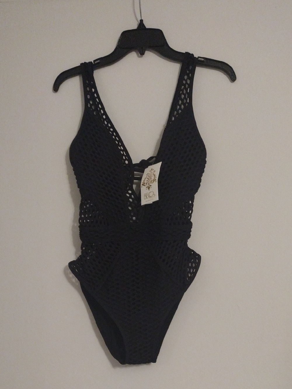 BECCA Black Crochet One-Piece Swimsuit